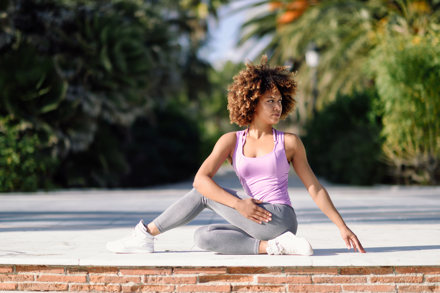 Black Woman Doing Yoga Outdoors